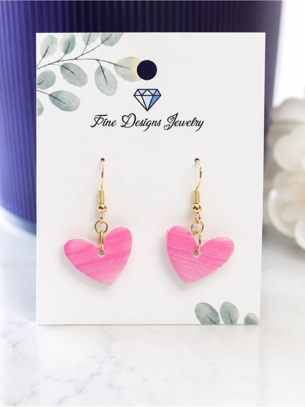 Pink Rise Heart Earrings